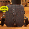 WESTAL Men's Leather Shoulder Bag Male Mini Croco Designer Leather